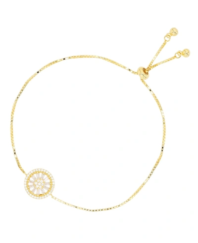 Macy's Cubic Zirconia Round And Baguette Wheel Adjustable Bolo Bracelet In Sterling Silver (also In 14k Gol In Yellow