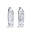 Macy's Cubic Zirconia Baguette Cut Huggie Earrings In Sterling Silver (also In 14k Gold Over Silver Or 14k In White