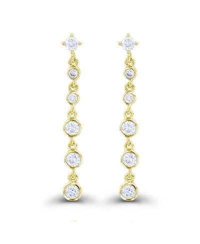 Macy's Cubic Zirconia Rhodium Plated Dangling Bezel Set Earrings (also In 14k Gold Over Silver) In Yellow