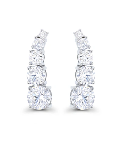 Macy's Cubic Zirconia 14k Rose Gold Graduated Curved Ear Climbers (also In 14k Gold Over Silver Or 14k Rose In White