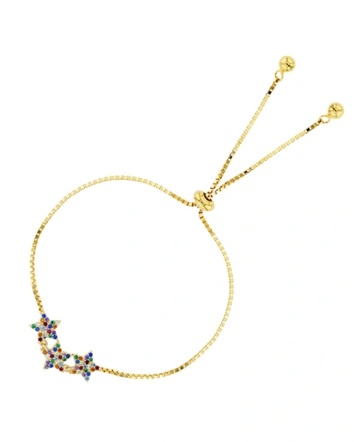 Macy's Cubic Zirconia Triple Star Adjustable Bolo Bracelet In Sterling Silver (also In 14k Gold Over Silver In Yellow