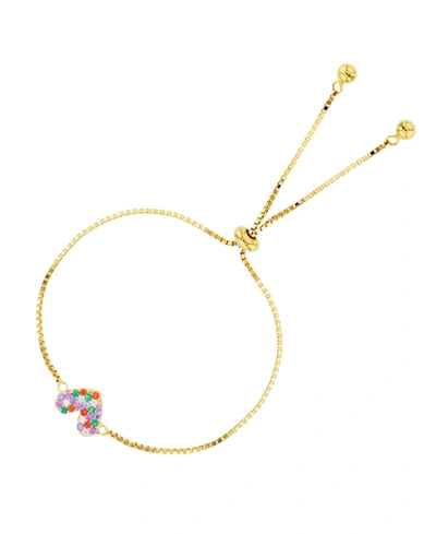 Macy's Cubic Zirconia Micro Pave Heart Adjustable Bolo Bracelet In Sterling Silver (also In 14k Gold Over S In Yellow