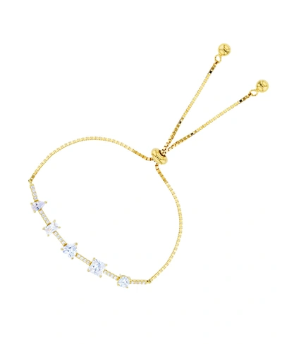 Macy's Cubic Zirconia Multi Cut Adjustable Bolo Bracelet In Sterling Silver (also In 14k Gold Over Silver) In Yellow