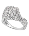 MACY'S DIAMOND CUSHION DOUBLE HALO CLUSTER ENGAGEMENT RING (1-5/8 CT. T.W.) IN 14K WHITE GOLD