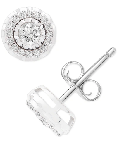 Macy's Diamond Halo Stud Earrings (1/4 Ct. T.w.) In 10k White Gold