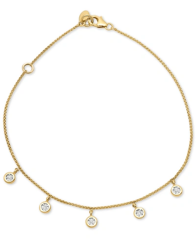 Wrapped Diamond Dangling Bezel Ankle Bracelet (1/10 Ct. T.w.) In 10k Gold, Created For Macy's