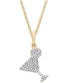 WRAPPED DIAMOND MARTINI 18" PENDANT NECKLACE (1/10 CT. T.W.) IN 10K GOLD, CREATED FOR MACY'S