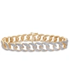 MACY'S MEN'S DIAMOND LINK BRACELET (1 CT. T.W.) IN 14K GOLD-PLATED STERLING SILVER AND STERLING SILVER