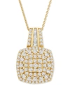 WRAPPED IN LOVE DIAMOND CUSHION CLUSTER 18" PENDANT NECKLACE (1 CT. T.W.) IN 14K GOLD, CREATED FOR MACY'S