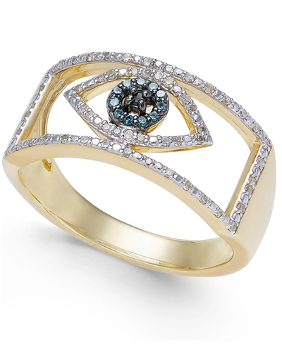 Wrapped Diamond Evil Eye Ring (1/6 Ct. T.w.) In 10k Gold Or 10k White Gold Created For Macy's In Yellow Gold