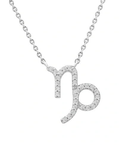 Wrapped Diamond Zodiac Pendant Necklace (1/10 Ct. T.w.) In 14k Yellow Gold Or 14k White Gold In Capricorn White Gold