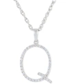 Macy's Diamond (1/10 Ct. T.w.) Initial Pendant Necklace In 10k White Gold, 16" + 2" Extender In White