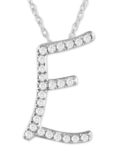 Macy's Diamond Initial Pendant Necklace (1/10 Ct. T.w.) In Sterling Silver, 16" + 2" Extender