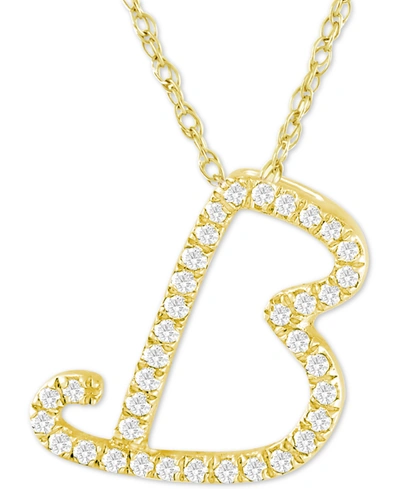 Macy's Diamond Initial Pendant Necklace (1/10 Ct. T.w.) In 14k Gold Over Sterling Silver, 16" + 2" Extender In Yellow