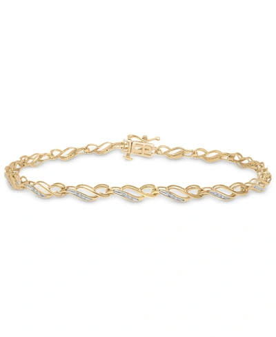 Macy's Diamond Link Bracelet (1/10 Ct. T.w.) In 10k Gold In Yellow Gold