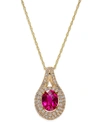 Macy's Lab-grown Ruby (2 Ct. T.w.) And White Sapphire (3/4 Ct. T.w.) Pendant Necklace In 14k Gold-plated St In Yellow Gold