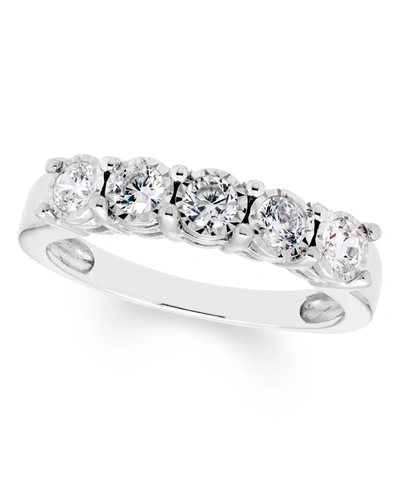 Macy's Diamond 5 Stone Band (1/2 Ct. T.w.) In 14k White Gold