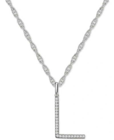 Macy's Diamond Initial 18" Pendant Necklace (1/6 To 1/3 Ct. T.w.) In 14k White Gold