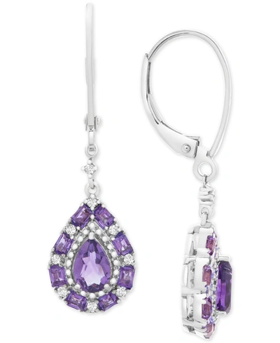 Macy's Garnet Teardrop Drop Earrings (1-1/2 Ct. T.w.) In Sterling Silver (also In Blue Topaz, Pink Morganit In Purple Amethyst