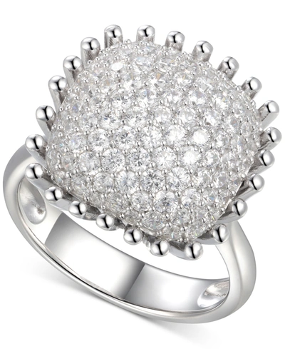 Macy's Cubic Zirconia Pave Statement Ring In Sterling Silver In White