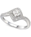 Macy's Cubic Zirconia Square Halo Ring In Sterling Silver In White