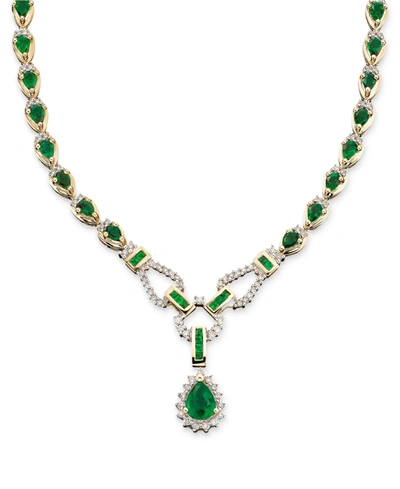 Macy's Sapphire (11-3/8 Ct. T.w.) And Diamond (1-1/5 Ct. T.w.) Toggle Necklace In 14k White Gold (also In E In Emerald