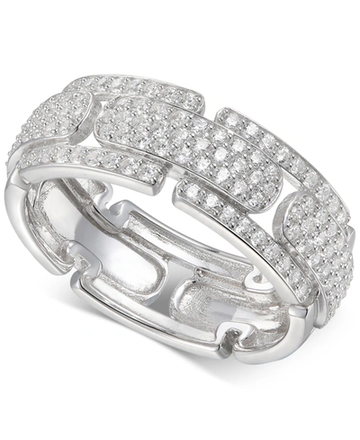 Macy's Cubic Zirconia Pave Band In Sterling Silver In White