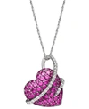 Macy's Ruby (2-1/2 Ct. T.w.) And Diamond (1/5 Ct. T.w.) Heart Pendant In Sterling Silver