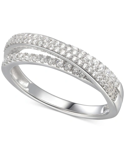 Macy's Cubic Zirconia Split-band Ring In Sterling Silver In White