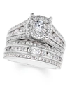 Macy's Diamond Halo Bridal Set (2 Ct. T.w.) In 14k White Gold In White Gold