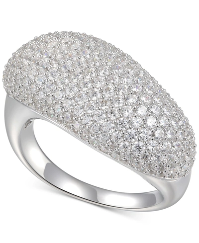 Macy's Cubic Zirconia Pave Diagonal Statement Ring In Sterling Silver In White