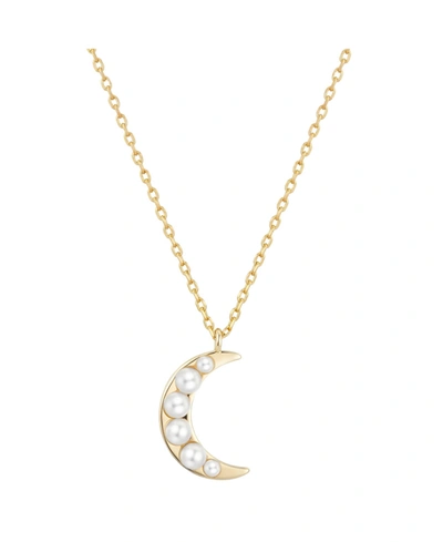 Unwritten Gold Flash-plated Crystal Pearl Moon Pendant Necklace, 16+2" Extender