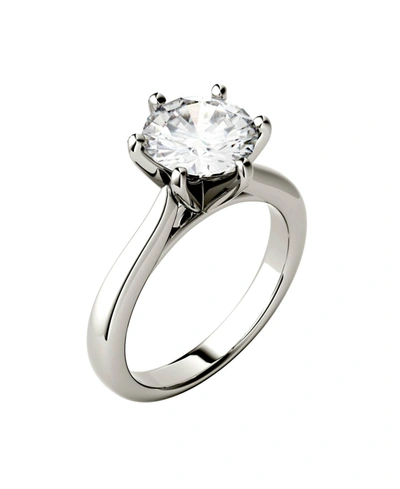 Charles & Colvard Moissanite Solitaire Engagement Ring 1-9/10 Ct. T.w. Diamond Equivalent In 14k White, Yellow Or Rose In White Gold