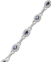 Macy's Sterling Silver Bracelet, Sapphire (2-5/8 Ct. T.w.) And Diamond (1/4 Ct. T.w.) Oval Link Bracelet