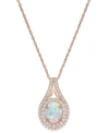 MACY'S LAB-GROWN OPAL (1 CT. T.W.) AND WHITE SAPPHIRE (3/4 CT. T.W.) PENDANT NECKLACE IN 14K ROSE GOLD-PLAT