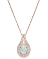 Macy's Lab-grown Opal (1 Ct. T.w.) And White Sapphire (3/4 Ct. T.w.) Pendant Necklace In 14k Rose Gold-plat In Rose Gold