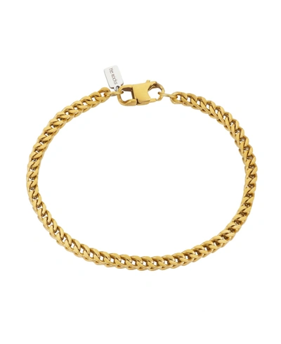 He Rocks Brushed Gold Tone Stainless Steel 4mm Franco Chain Bracelet, 8.5"