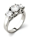 CHARLES & COLVARD MOISSANITE THREE STONE RING 2 CT. T.W. DIAMOND EQUIVALENT IN 14K WHITE GOLD OR 14K YELLOW GOLD