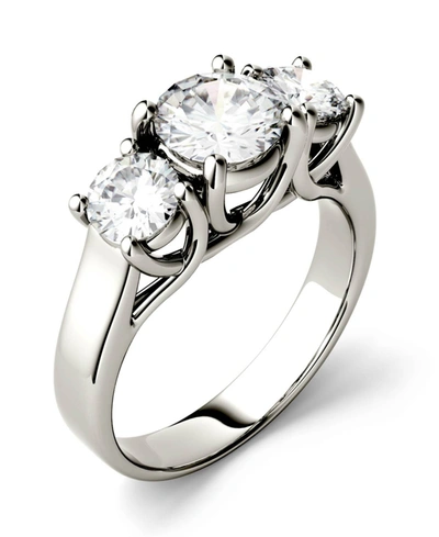 Charles & Colvard Moissanite Three Stone Ring 2 Ct. T.w. Diamond Equivalent In 14k White Gold Or 14k Yellow Gold