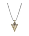 HE ROCKS TWO-TONE STAINLESS STEEL HAMMERED ARROWHEAD PENDANT NECKLACE, 24"