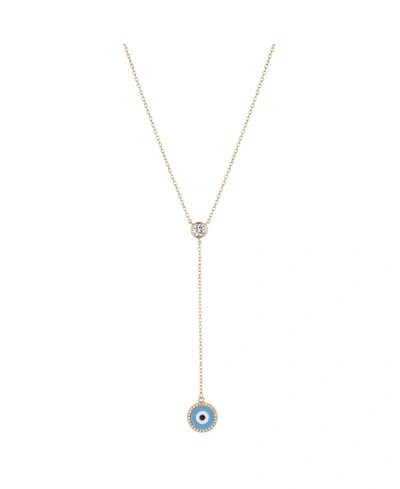 Unwritten Gold Flash Plated Crystal Evil Eye Lariat Necklace