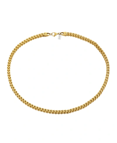 He Rocks Gold Tone Stainless Steel 6mm Wheat Chain Necklace, 22"