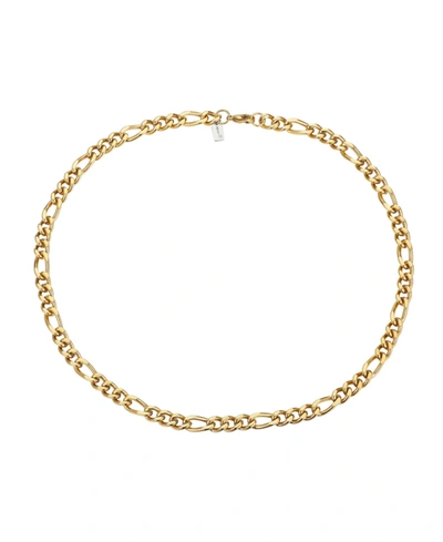 He Rocks Gold Tone Stainless Steel 8.5mm Figaro Chain Necklace, 22"