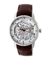 HERITOR AUTOMATIC RYDER BROWN & SILVER & SILVER LEATHER WATCHES 44MM