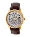 HERITOR AUTOMATIC RYDER BROWN & GOLD & SILVER LEATHER WATCHES 44MM
