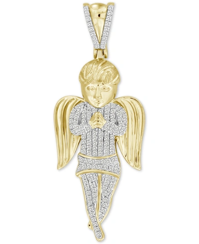 Macy's Men's Diamond Angel Charm Pendant (1/2 Ct. T.w.) In 10k Gold In Yellow Gold