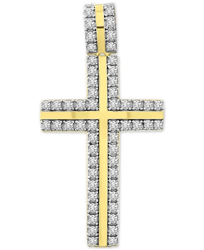 Macy's Men's Diamond Cross Pendant (1 Ct. T.w.) In 10k Gold In Yellow Gold