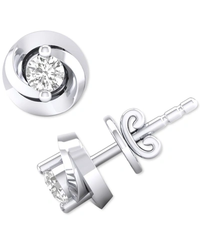 Macy's Diamond Swirl Stud Earrings (1/10 Ct. T.w.) In 10k White Gold Or 10k Yellow Gold