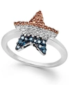 Macy's Diamond Flag Star Ring In Sterling Silver (1/4 Ct. T.w.)