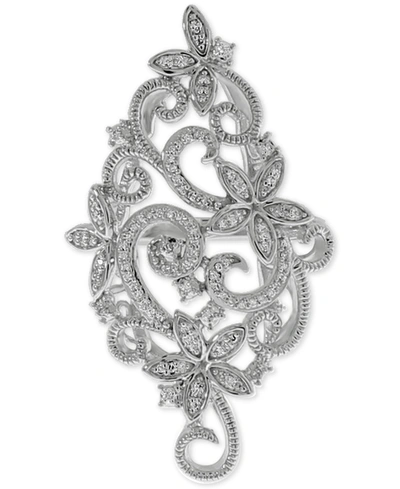 Macy's Diamond Openwork Vintage-look Swirl Ring (1/6 Ct. T.w.) In Sterling Silver